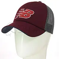 Бейсболка сетка кепка кукуруза с резиновым брендовым логотипом на липучке New Balance BSH19763 Бордо-серый