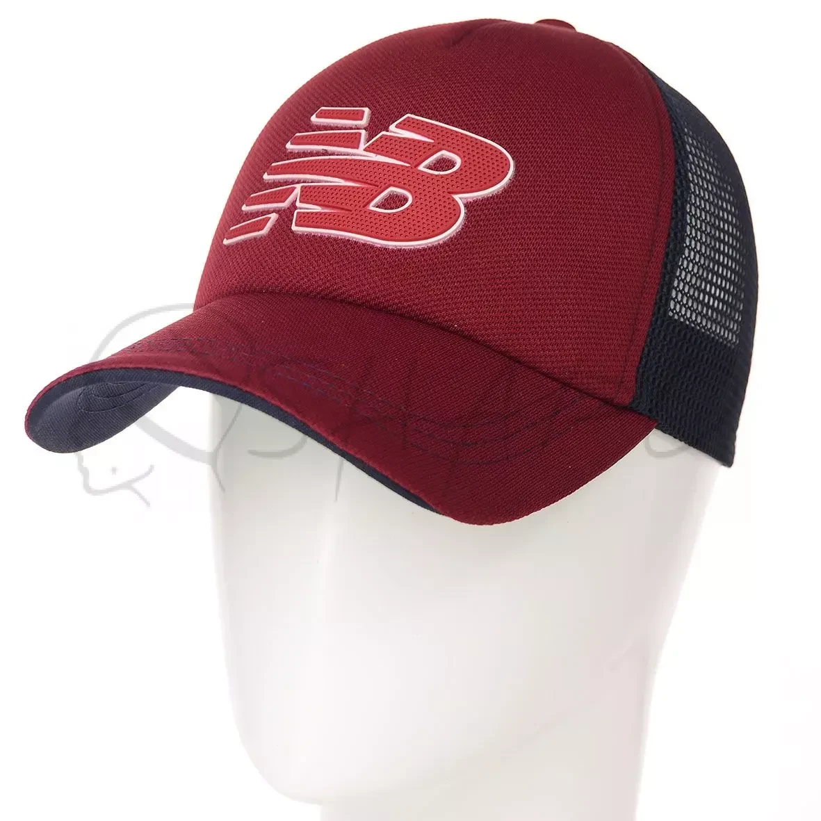 Бейсболка сетка кепка кукуруза с резиновым брендовым логотипом на липучке New Balance BSH19763 Бордо-серый - фото 7 - id-p1329079853