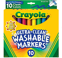 Фломастери товсті Crayola Ultra Clean Classic Washable Markers (10 шт в наборі)