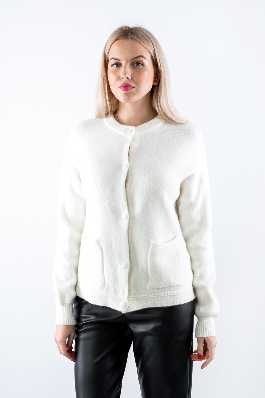 Кардиган з кишенями на кнопках білий 64019 ONE SIZE (2000000115764), фото 1