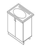 Тумба-мийка (двохдверна) з накладною мийкою ЛЮКС з фарбованими МДФ фасадами ширина 500 МАКСІ-Мебель Дуб, фото 2