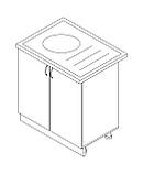 Тумба-мийка (двохдверна) з накладною мийкою ЛЮКС з фарбованими МДФ фасадами ширина 600 МАКСІ-Мебель Дуб, фото 2