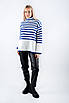 Гольф жіночий оверсайз щільний з розрізами в смужку біло-синій 61017 ONE SIZE (2000000117768), фото 4