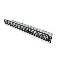 DC Патч-панель PiPo 24 порта FTP кат 7Е 19" 1U экранированная черная Q25