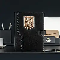 Ежедневник кожаный "Архангел Михаил" малый чорный А5 формата не датированный, сменный блок