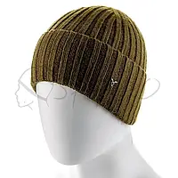 Женская ангоровая одинарная шапка без подкладки на манжете широкий рубчик ATRICS WH722 Хаки