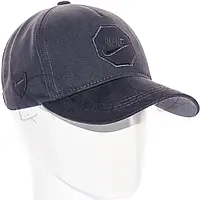 Бейсболка брендовая с кожаной нашивкой кепка с регулировкой из плотного коттона Nike BTH21639 Темно-серый