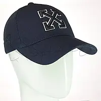 Кепка брендова вишивка з регулюванням бейсболка універсальна котонова Off White BTH20790 Темно-синій