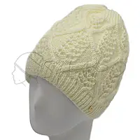 Женская двойная шерстяная зимняя шапка с красивым узором Lirus Рита Молочный