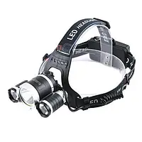 LED Фонарь налобный с двумя аккумуляторами 18650 1500лм 4 режима RJ-3000 LED Headlight