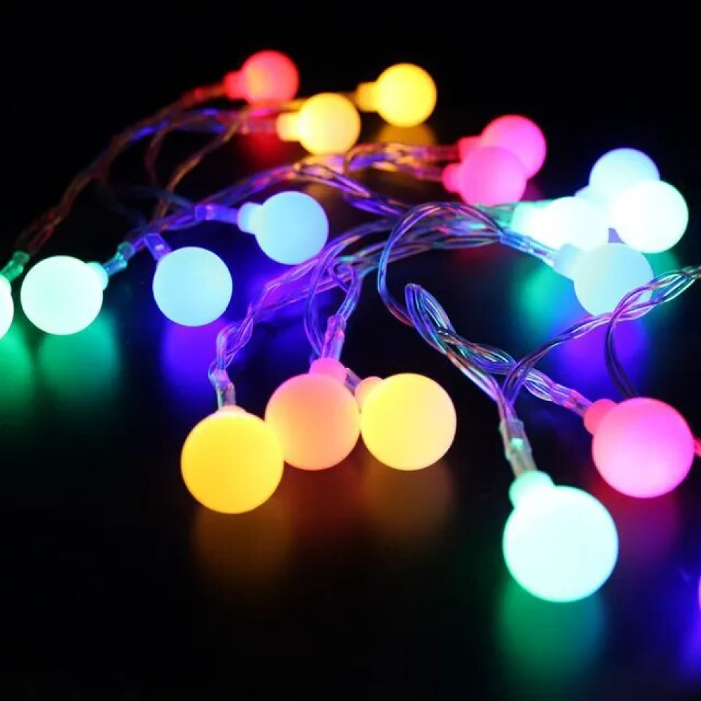 Світлодіодна гірлянда "Кульки" 20 LED, 5м + перехідник, 220V, IP44