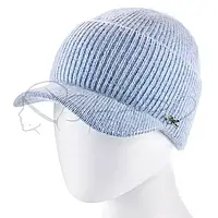 Женская ангоровая одинарная шапка на манжете с козырьком ATRICS WH792 Голубой