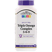 Тройная Омега 21st Century Triple Omega Complex 3-6-9, 90 вегетарианских капсул