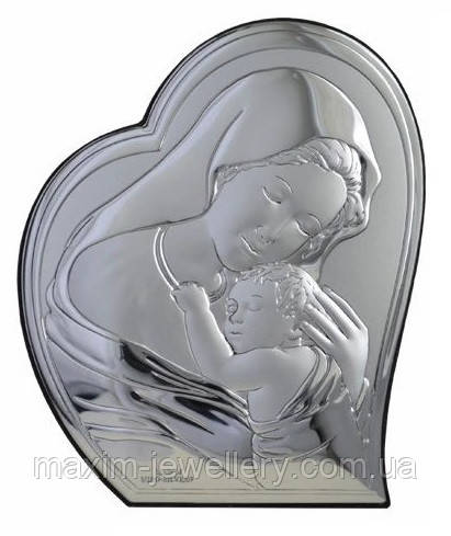 Срібна ікона "Богородиця з дитям" (195х160мм.)