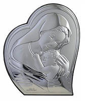 Срібна ікона "Богородиця з дитям" (150х120мм.)
