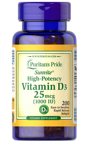 Вітамін Д-3 Puritan's Pride Vitamin D3 1000 IU 200 гел капс