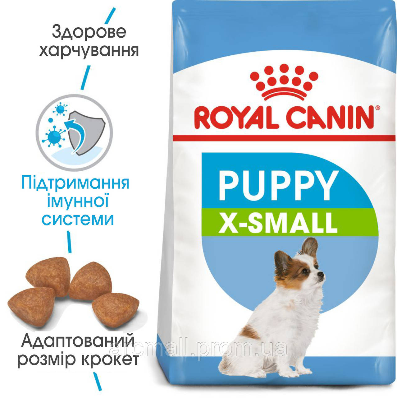 Сухой корм для собак Royal Canin X-Small Puppy мелких пород весом до 4 кг до 10 месяцев 500 г AM, код: 7581517 - фото 2 - id-p1999488084