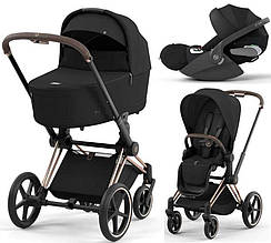 Cybex Priam 4.0 коляска 3 в 1 Sepia Black шасі Rosegold автокрісло Cloud T i-Size