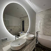 Кругле дзеркало з «фоновою» LED підсвіткою D120 см в ванну кімнату, вітальню