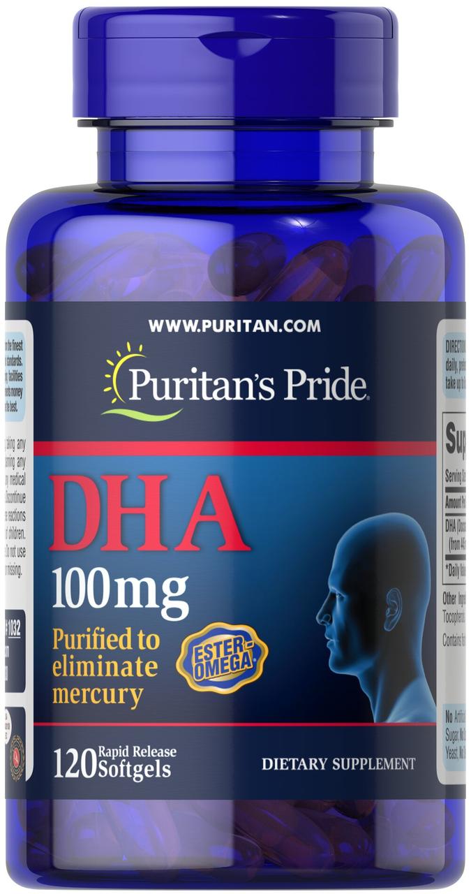 Риб'ячий жир, DHA , Puritan's Pride, 100 мг, 120 гелевих капсул