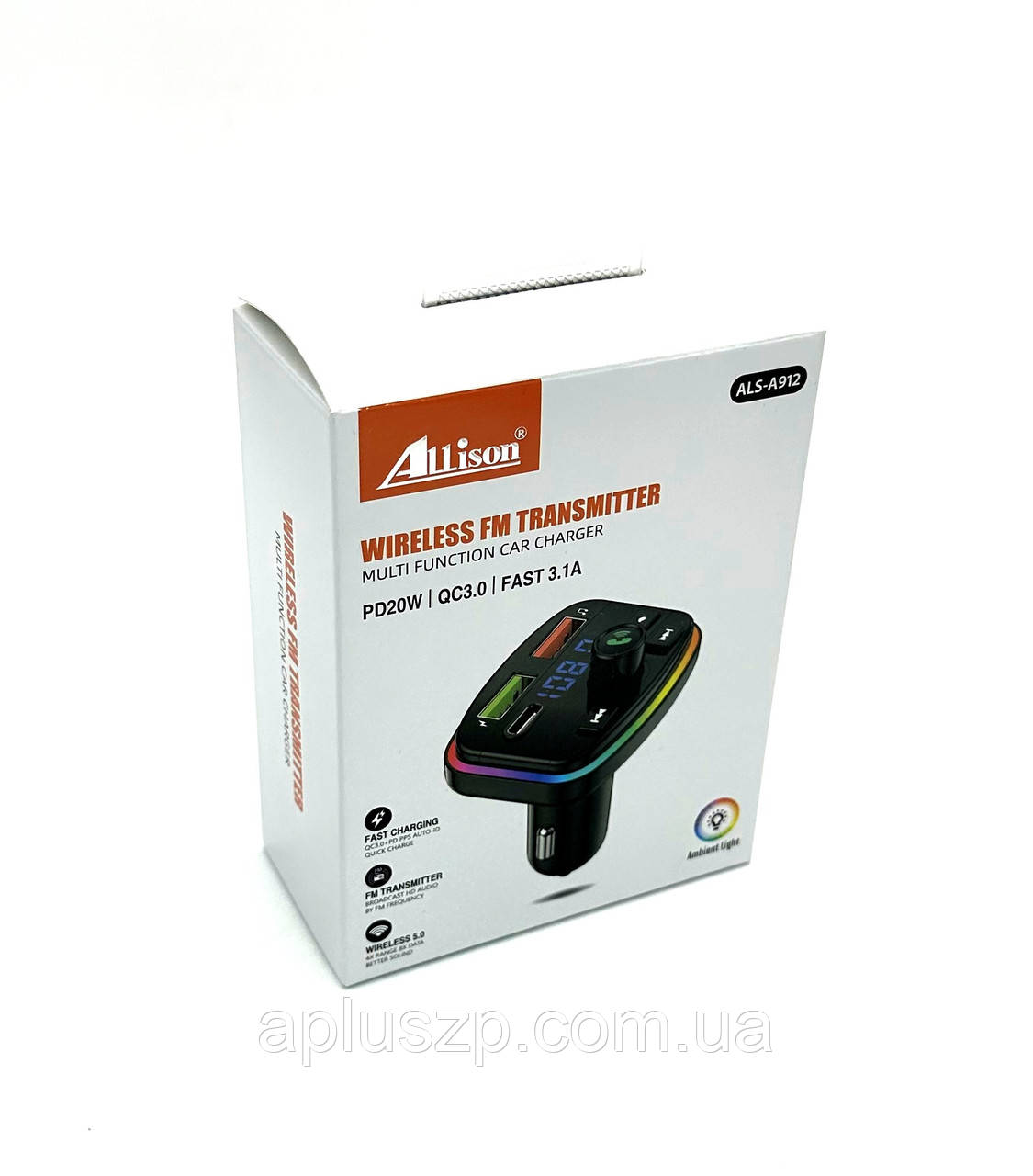FM модулятор ALS-A912 Bluetooth + зарядка (2USB/PD/20W/3.1A) Чорний