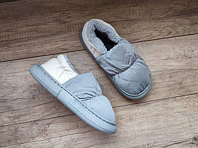 Дутики уггі сірі на гнучкій високій підошві сліпони з хутром, фото 5