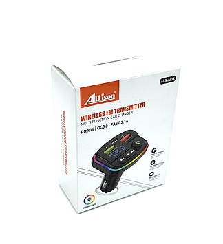 FM модулятор ALS-A915 Bluetooth + зарядка (2USB/PD/20W/3.1A) Чорний