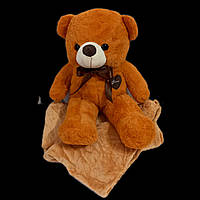 Игрушка мягкая медвежонок плюшевый с бежевым пледом 100х160 см, набор трансформер с подушкой-обнимашкой 60 см