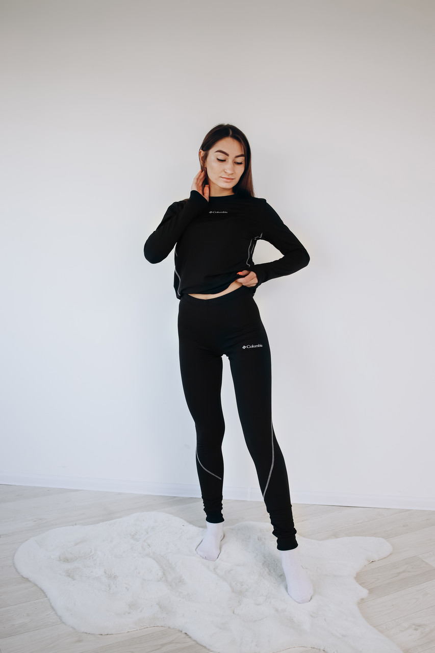 Термобілизна жіноча Columbia S, M, L, XL мікродайвінг з начосом ЧОРНИЙ