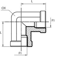 Адаптер 90* BSPP60* 1/4"(Вн) - BSPP60* 1/4"(Вн)