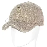 Бейсболка женская мерлушка барашек кепка утепленная флисовой подкладкой брендовая Los Angeles BBZ21512 Бежевый