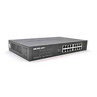 Комутатор POE Mercury SG116PS 14 портів POE 100Мбит + 2 порт Ethernet (UP-Link) 100 Мбіт, БП вбудований,