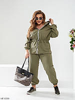 Костюм женский брючный повседневный всесезонный костюмка пиджак-куртка и брюки джоггеры больших размеров 50-64