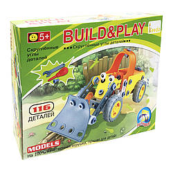 Гвинтовий конструктор BuildandPlay "Бульдозер" Keedo J-108A, 116 елементів, World-of-Toys