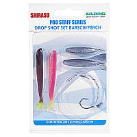 Снасти спінінгове Balzer Drop Shot Perch SET fluorocarbon 1.5m/0.27mm, гачок №4, 10+15гр, 2 силік