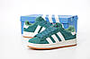 Жіночі зимові кросівки Adidas Campus Green Winter (Зелені) Взуття кеди Адідас Кампус натуральний замш хутро зима В'єтнам, фото 3