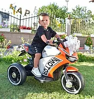 Детский трехколесный электро мотоцикл на аккумуляторе Ducati оранжевый . Дитячий трицикл електричний