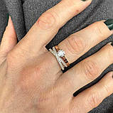 Красиве срібне жіноче кільце з золотими вставками 925 проби, фото 2
