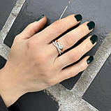 Красиве срібне жіноче кільце з золотими вставками 925 проби, фото 3