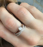 Красиве срібне жіноче кільце з золотими вставками 925 проби, фото 4