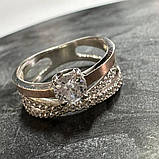 Красиве срібне жіноче кільце з золотими вставками 925 проби, фото 5