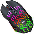 Игровая мышка беспроводная аккумуляторная Honeycomb RGB подсветка (чёрная)