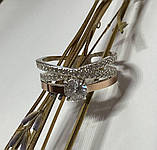 Красиве срібне жіноче кільце з золотими вставками 925 проби, фото 6