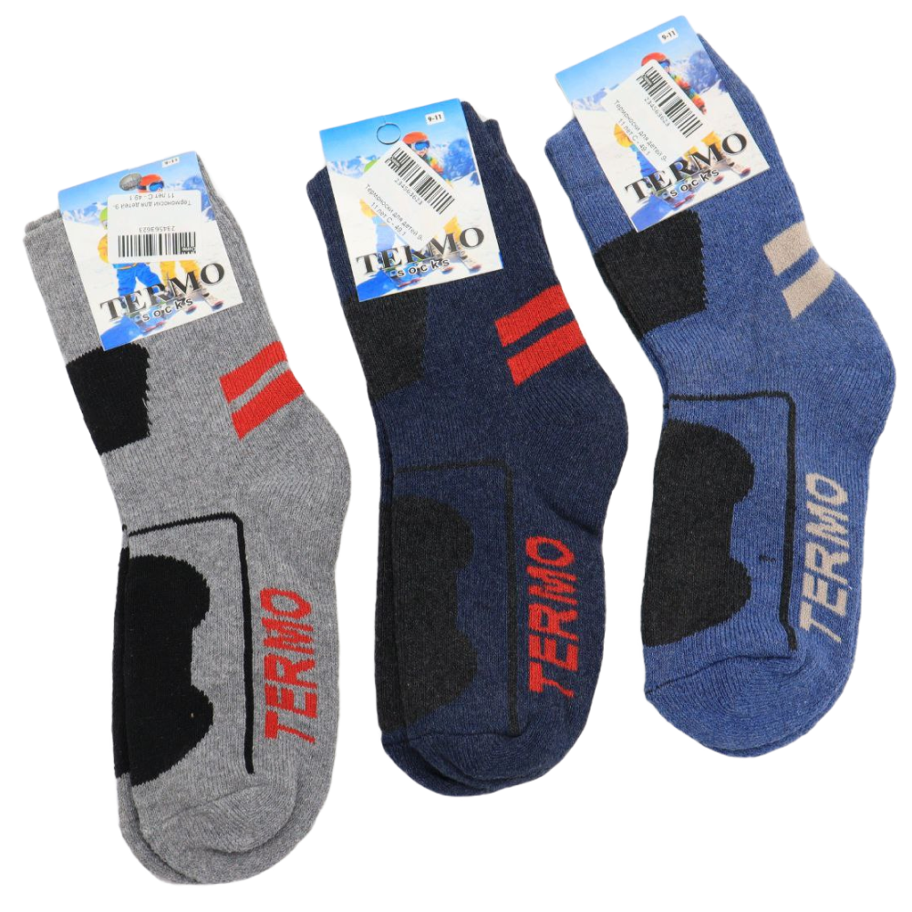 Дитячі теплі термошкарпетки Termo Socks на 9-11 років / Зимові вовняні шкарпетки для дітей