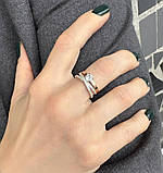 Красиве срібне жіноче кільце з золотими вставками 925 проби, фото 7