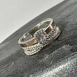 Красиве срібне жіноче кільце з золотими вставками 925 проби, фото 8