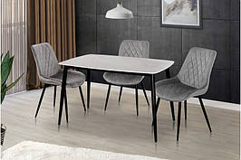 Стіл обідній нерозкладний з мармуровою стільницею Кіпарис Мікс меблі, колір чорний / сірий мармур