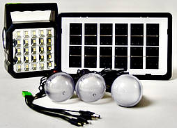 Ліхтар GDTimes GD-105 Power Bank прожектор із сонячною панеллю, 3 лампочками