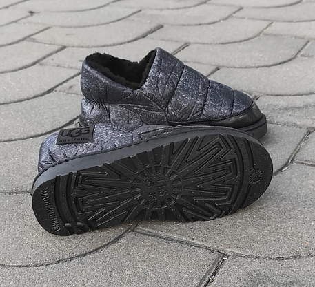 Дутики слипони UGG автоледи сірі чорні на хурку зимові міні угги вкорочені короткі, фото 6