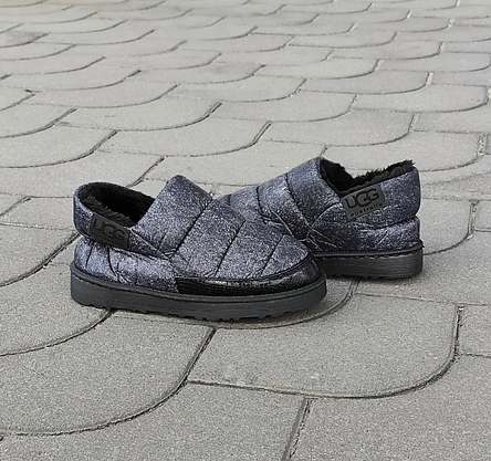 Дутики слипони UGG автоледи сірі чорні на хурку зимові міні угги вкорочені короткі, фото 3
